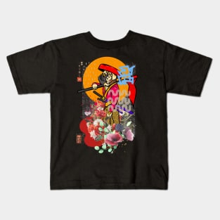dog  samurai monk  with sword and spears Kids T-Shirt